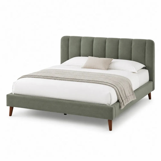 Polsterbett Doppelbett Stoffbezug Grün 180 x 200 cm