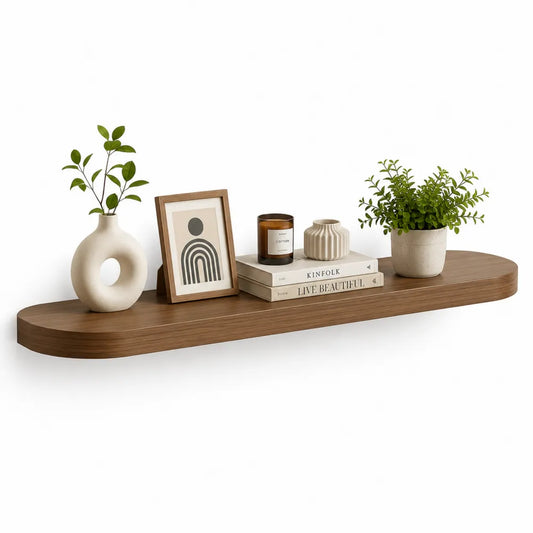 Wandregal 120 x 25 x 20 cm MDF Holzdekor Braun mit abgerundeten Kanten