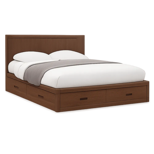 Stauraumbett Doppelbett mit Schubladen MDF Holzdekor Braun 180 x 200 cm