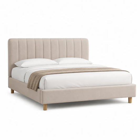 Polsterbett Doppelbett Polyesterbezug Beige 180 x 200 cm